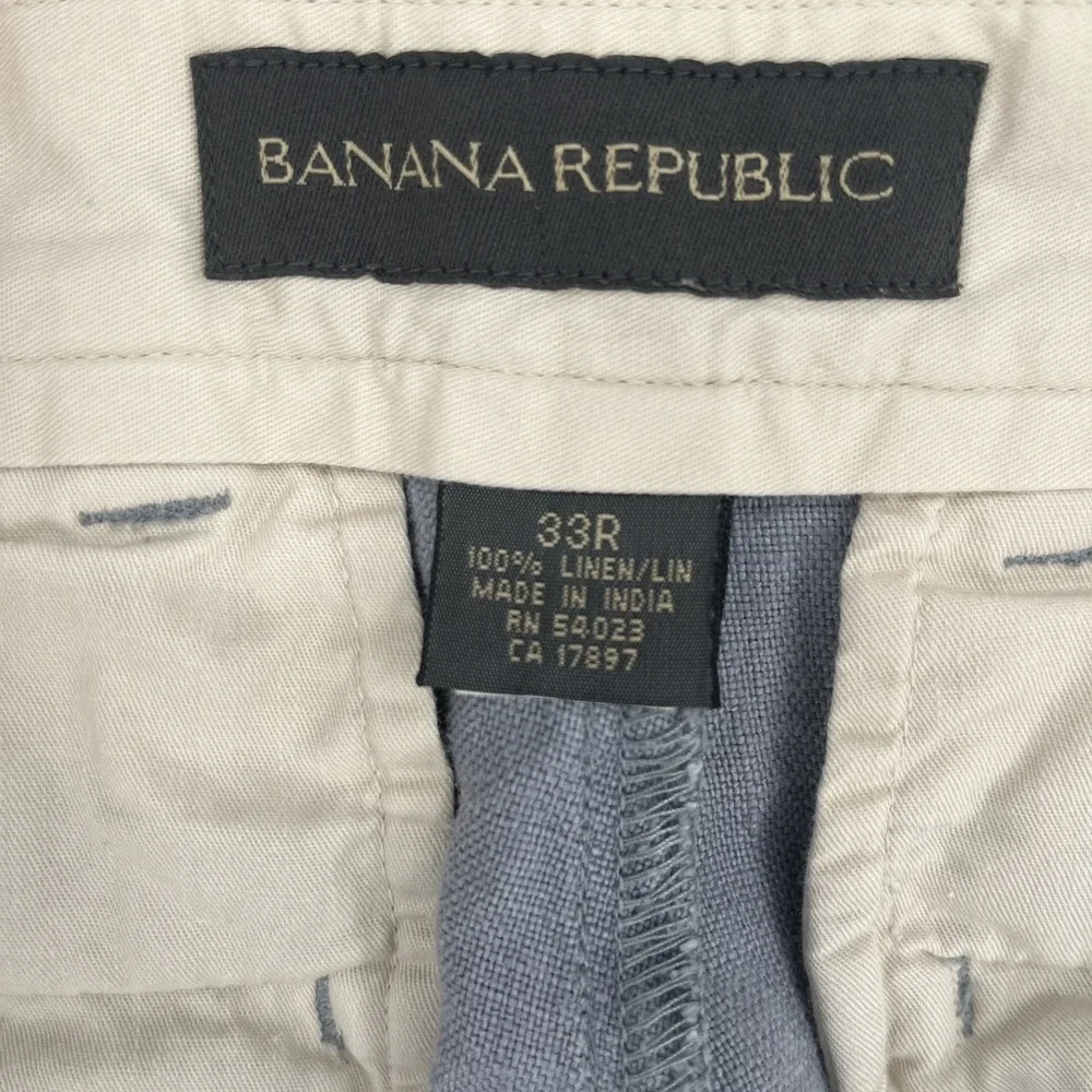 Banana Republic Mens Pants Relaxed Fit 100% Linen Blue Chino 33x31 Made in India